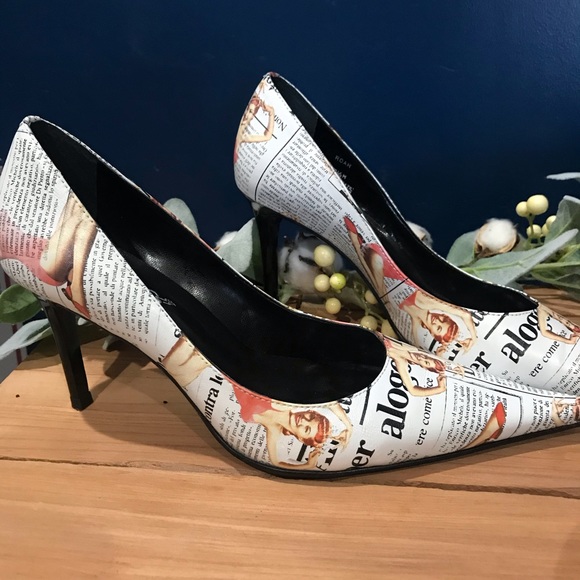 Carlos Santana Newspaper Print Heels 